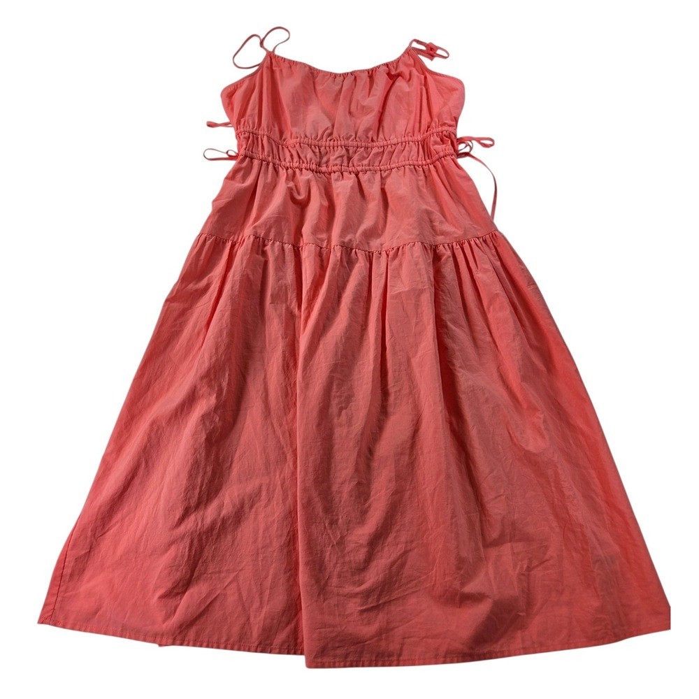 Universal Thread Womens M Coral Cotton Tiered Midi Dress Smocked Empire Waist